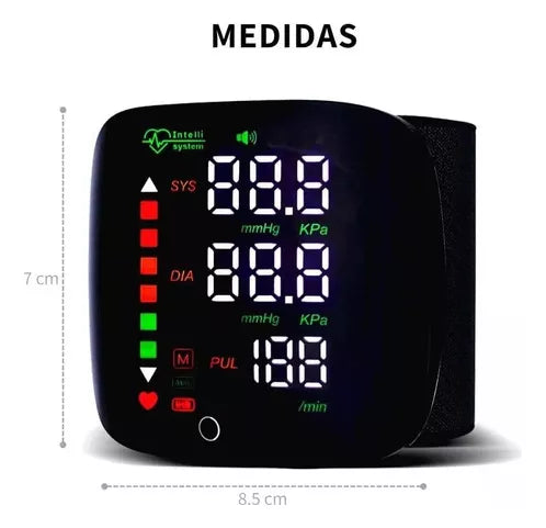 Monitor de Presión Arterial de Muñeca con Voz en Español – USB Recargable
