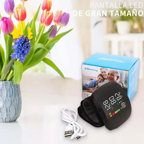 Monitor de Presión Arterial de Muñeca con Voz en Español – USB Recargable