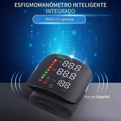Monitor de Presión Arterial de Muñeca con Voz en Español – USB Recargable