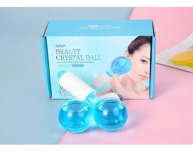 Kit 2 Esferas de Cristal para Masaje Facial | Efecto Frío, Drenaje Linfático y Relajación