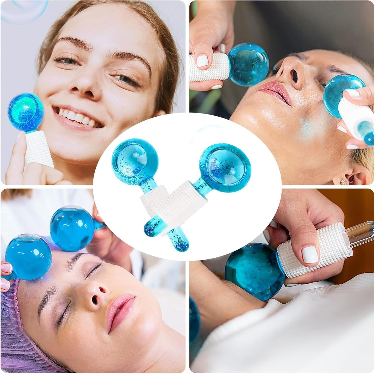 Kit 2 Esferas de Cristal para Masaje Facial | Efecto Frío, Drenaje Linfático y Relajación