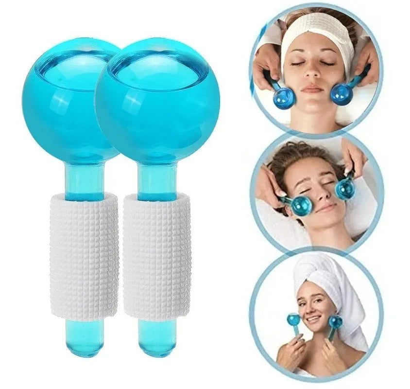 Kit 2 Esferas de Cristal para Masaje Facial | Efecto Frío, Drenaje Linfático y Relajación