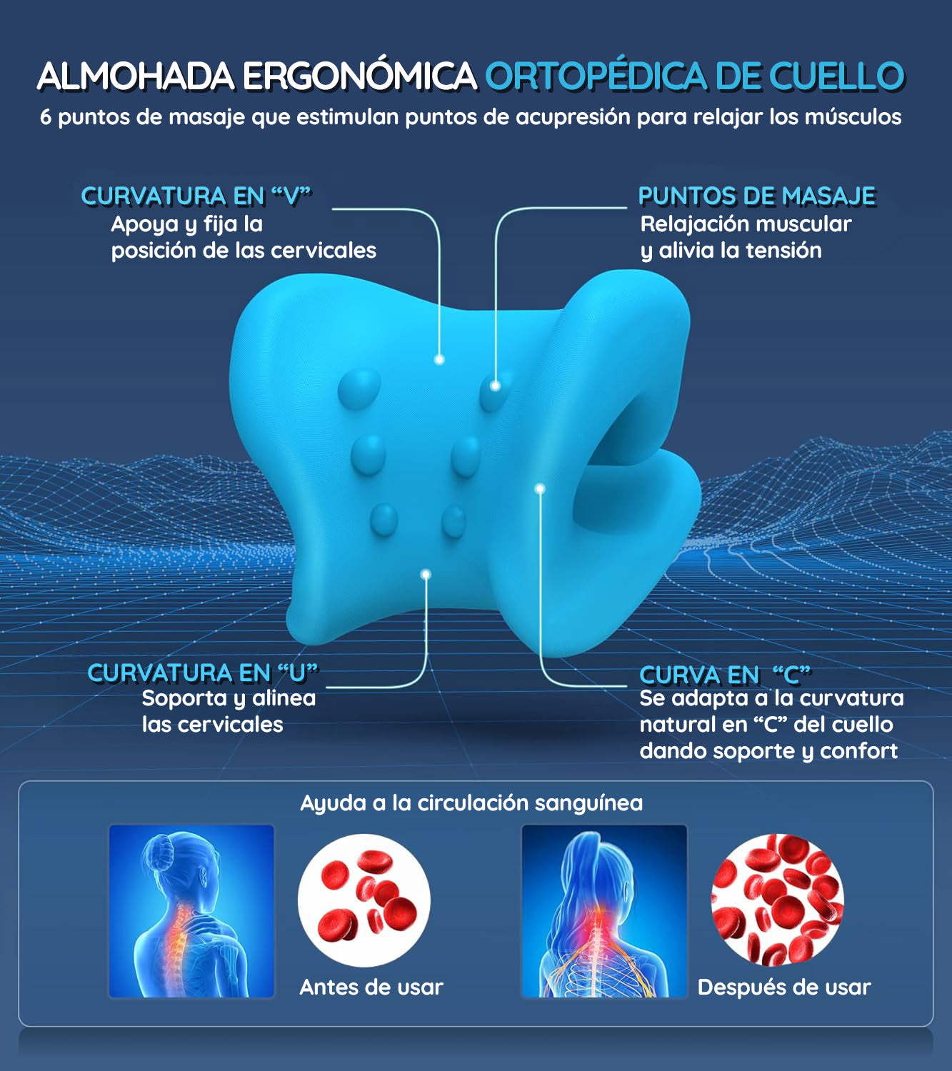 RelaxFit® Almohada de Tracción Cervical Quiropráctica - Alivia el Dolor y Tensión de Cuello