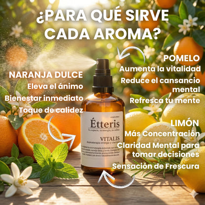 Étteris Vitalis - Home Spray Premium de Aromaterapia (100 ml) para Energía y Claridad