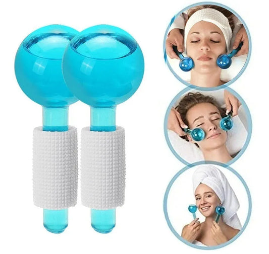 Kit 2 Esferas de Cristal para Masaje Facial | Efecto Frío, Drenaje Linfático y Relajación