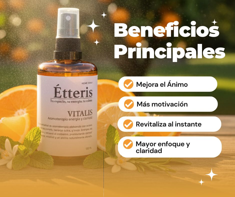 Étteris Vitalis - Home Spray Premium de Aromaterapia (100 ml) para Energía y Claridad