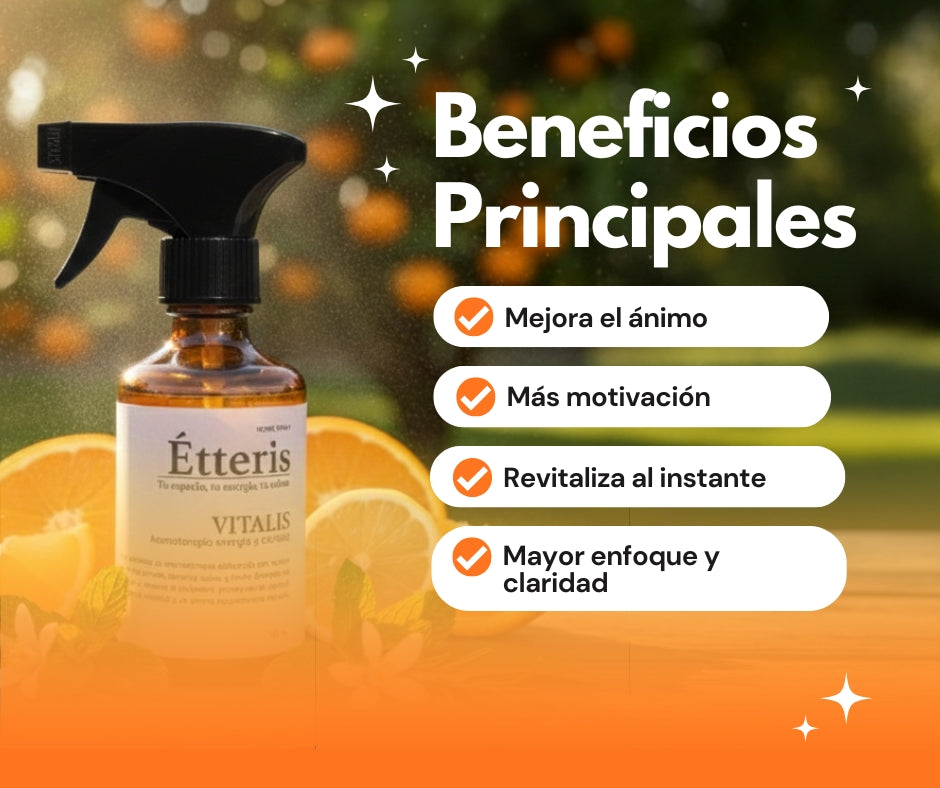 Étteris Vitalis - Home Spray Premium de Aromaterapia (250 ml) para Energía y Claridad