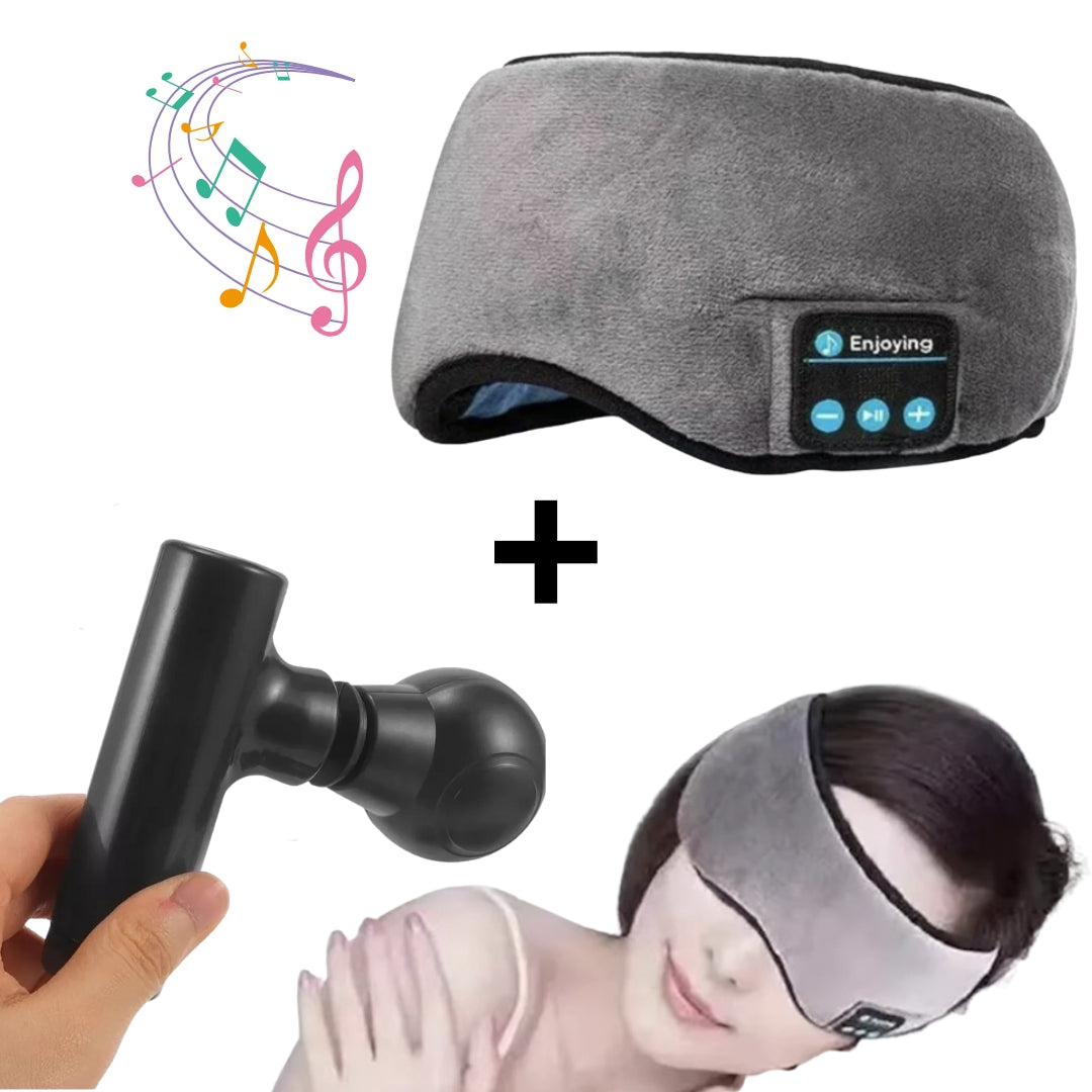 Pack Anti Estrés (Mini Pistola De Masaje + Antifaz Con Audífonos)